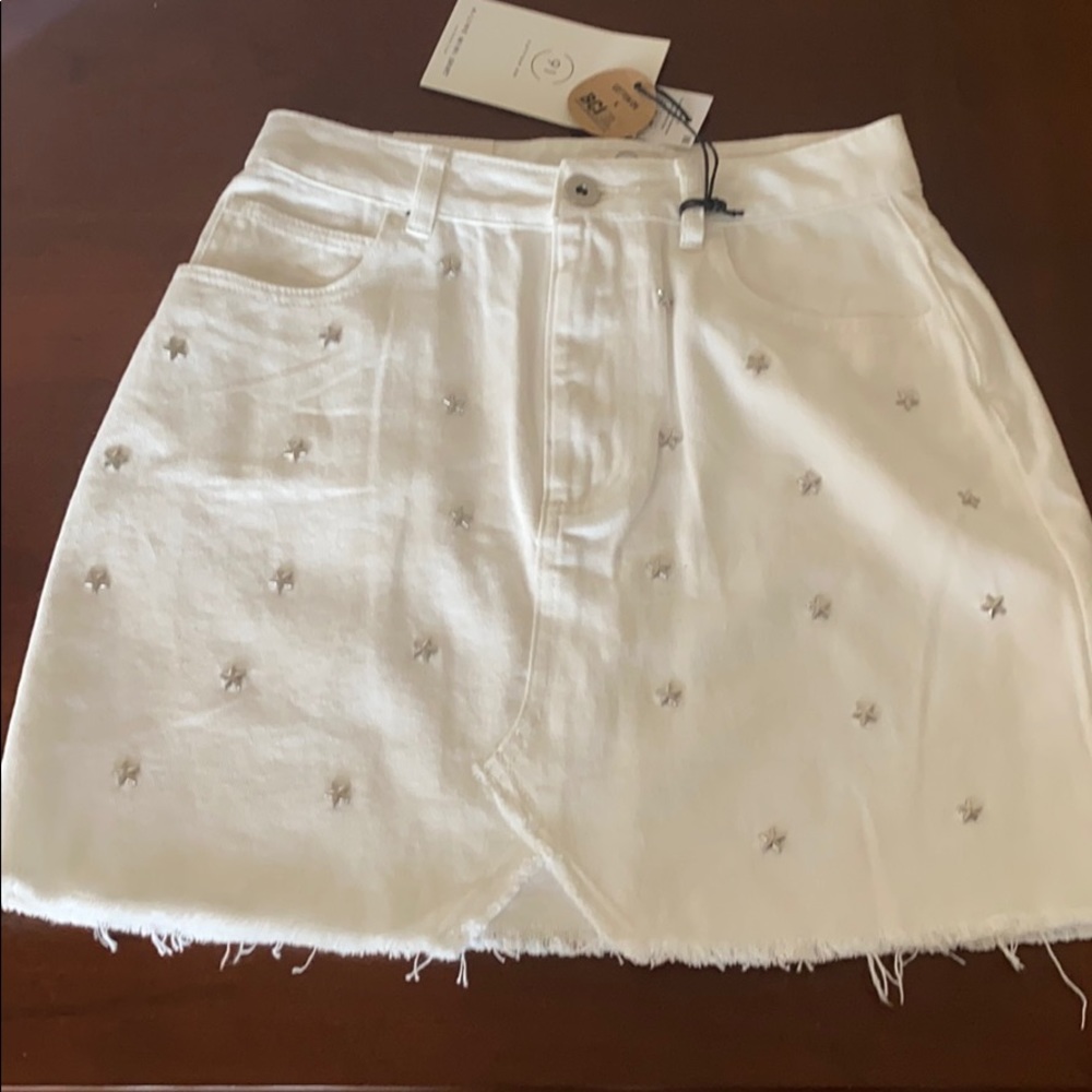 Star Spangled white denim skirt